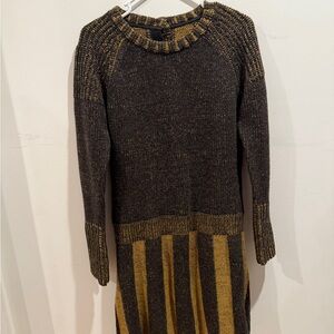 Burberry Brit - Striped Black and Gold Sweater Dress size L